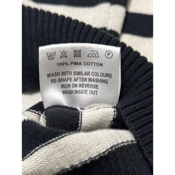 Barbour Pima Cotton Stripe Sweater Navy/Cream US Size 8/UK Size 12 - Picture 7 of 10